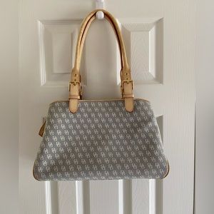 Dooney & Bourke Canvas Grey/ White Signature Buckle Satchel H035C